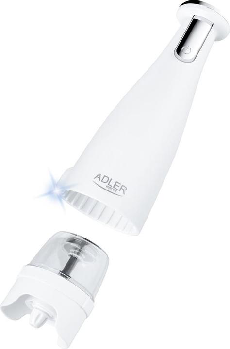 Immagine prodotto Adler Macina sale e pepe elettrico AD 4449w 7 W, Materiale involucro plastica ABS, Litio, Bianco opaco (Varie spezie)