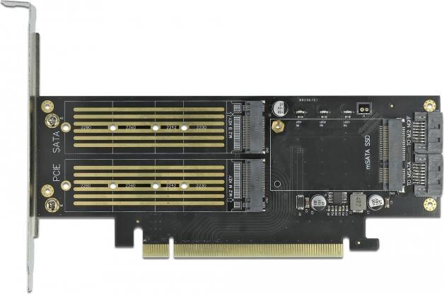 Produktbild Delock Host Bus Adapter PCI-Ex16v4 - M.2 Key-B, M.2 Key-M, mSATA