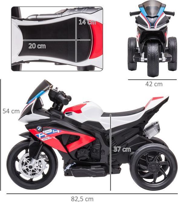 Image du produit Swisshandel24 Moto électrique enfant tricycle 6V, 3 modes musicaux 2,5 km/h à partir de 18 mois PP métal rouge (6 V)