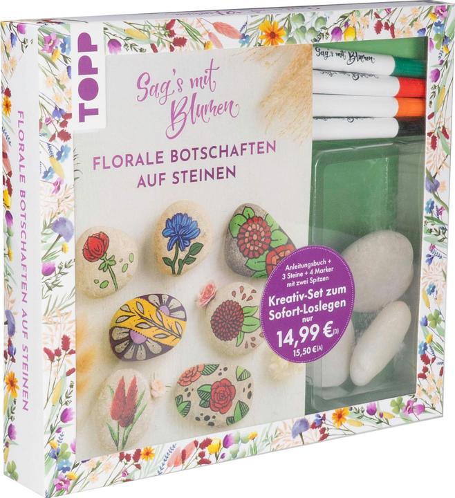 Immagine prodotto Kreativ-Set: Sag's mit Blumen - Florale Botschaften auf Steinen. Mit Anleitungsbuch und Mat (Tedesco, Ludmila Blum, 2024)