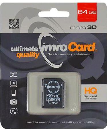 Produktbild IMRO 10/64G UHS-I ADP - 64 GB - MicroSDHC - Klasse 10 - UHS-I - 82 MB/s - 21 MB/s (64 GB, microSDHC, U1, UHS-I)
