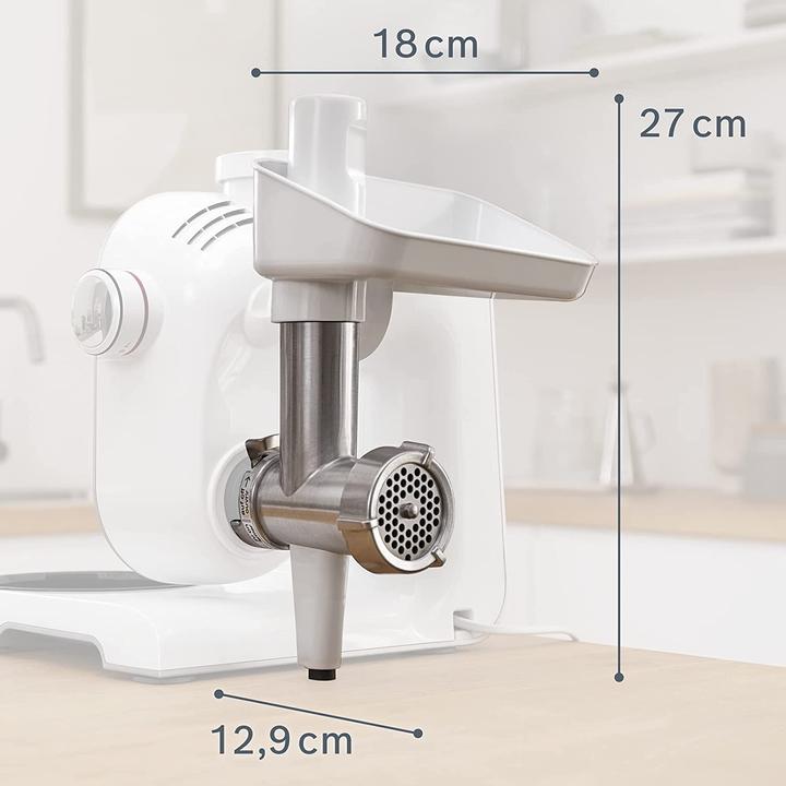 Produktbild Bosch Hausgeräte Fleischwolf-Aufsatz, Stopfer, Edelstahl Loch-Scheibe 4,5 mm, MUZ5FW1