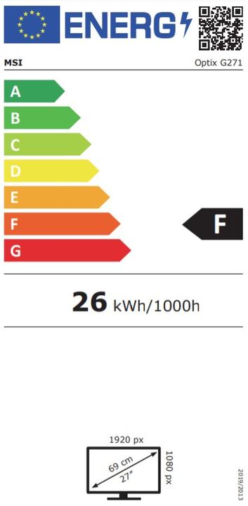 Energie-Label MSI Optix G271-014 (1920 x 1080 Pixel, 27")