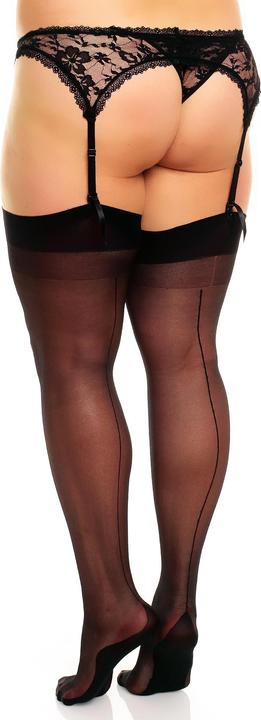 Image du produit Glamory Delight 20 Bas porte-jarretelles à couture, couleur noir, taille 56-58 (20 DEN, 56 - 58)