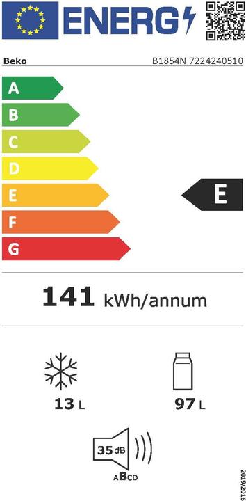 Label énergétique Beko Réfrigérateur B1854N (110 l)