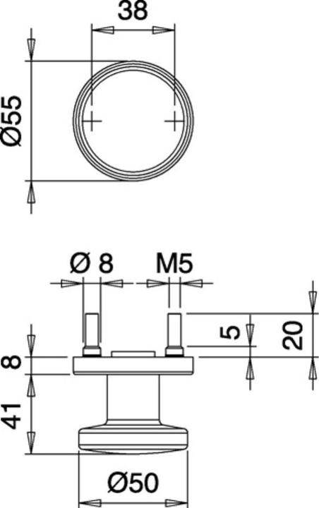 Produktbild EDI Türknopf K7/050/02 Edelstahl F00 gerader Knopf (Türknopf)