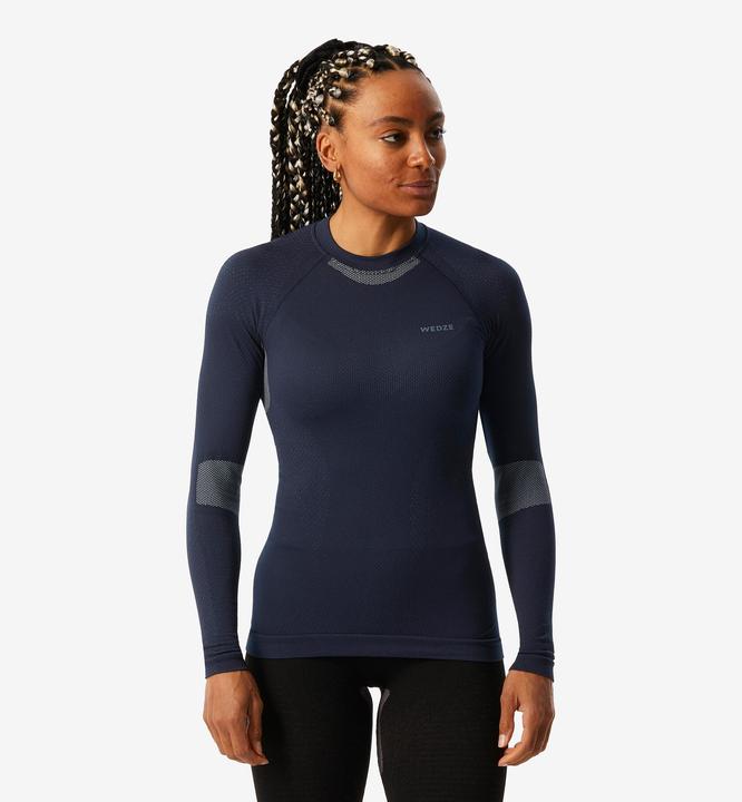 Produktbild Wedze Skiunterwäsche Funktionsshirt Damen weich nahtlos - BL500 dunkelblau/blau (XS)