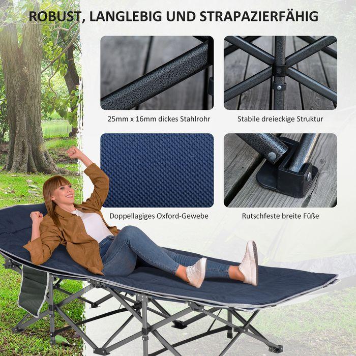 Actual product image Swisshandel24 Campingbett klappbar Feldbett mit Kopfkissen, 188x64.5x53cm, dunkelblau