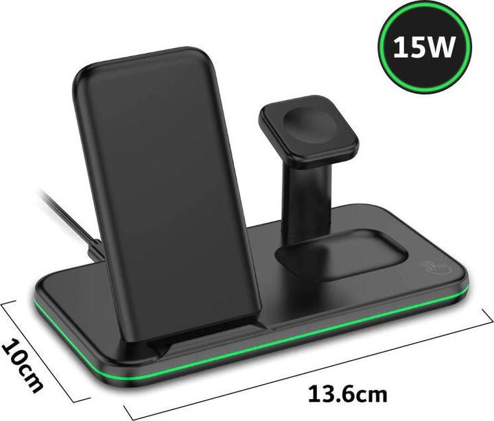 Actual product image Hermex 3-in-1 Charging Station for Smartphone Smartwatch Headphones Docking Station (15 W)