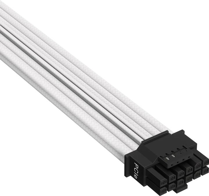 Actual product image Corsair Premium Individually Sleeved 12+4pin PCIe Gen 5 12VHPWR 600W cable, Type 5 (Generation 5), WHITE