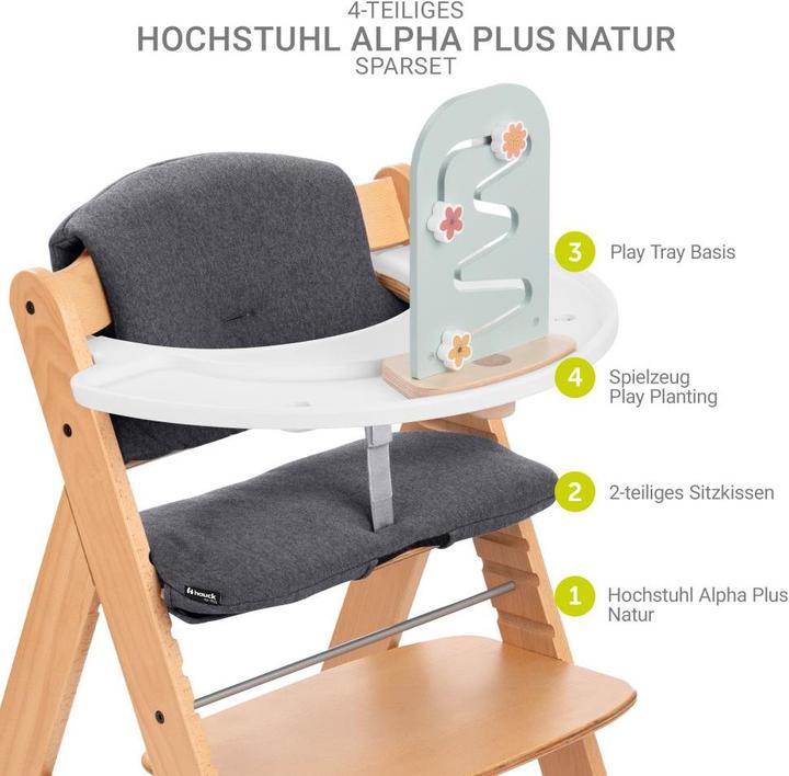 Actual product image Hauck Highchairs Highchair Alpha Plus Nature in economy set - incl. (Highchair)