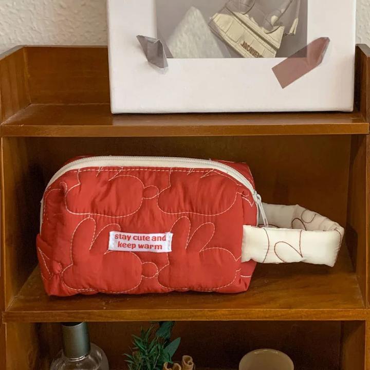 Immagine prodotto Only-Bags.Store Borsa cosmetica trapuntata in cotone con apertura a ribalta, astuccio per il trucco, sacchetto per