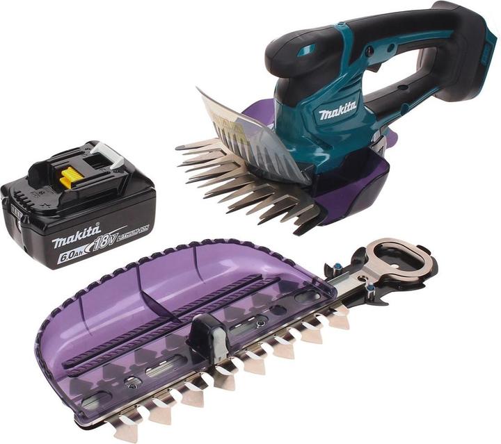 Productafbeelding Makita DUM 604 G1X Accu grasschaar 18 V met gras- en struikschaarblad + 1x accu 6.0 Ah - zonder (Draadloze heggenschaar)