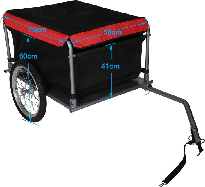 Produktbild Wiltec Fahrrad Lastenanhänger 135x60x58cm 65kg Fahrradanhänger Transportanhänger