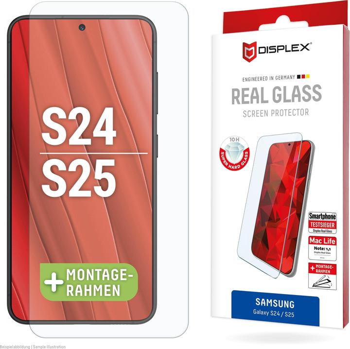 Actual product image Displex Real Glass, 2D Panzerglas (1 Piece, Samsung Galaxy S24, Samsung Galaxy S25)