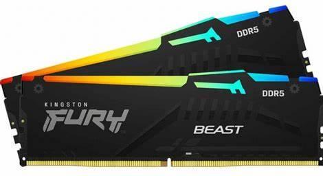 Produktbild Kingston 64GB 5600MT/s DDR5 CL36 DIMM (2er-Kit) FURY Beast RGB (2 x 32GB, 2800 MHz, DDR5-RAM, DIMM)