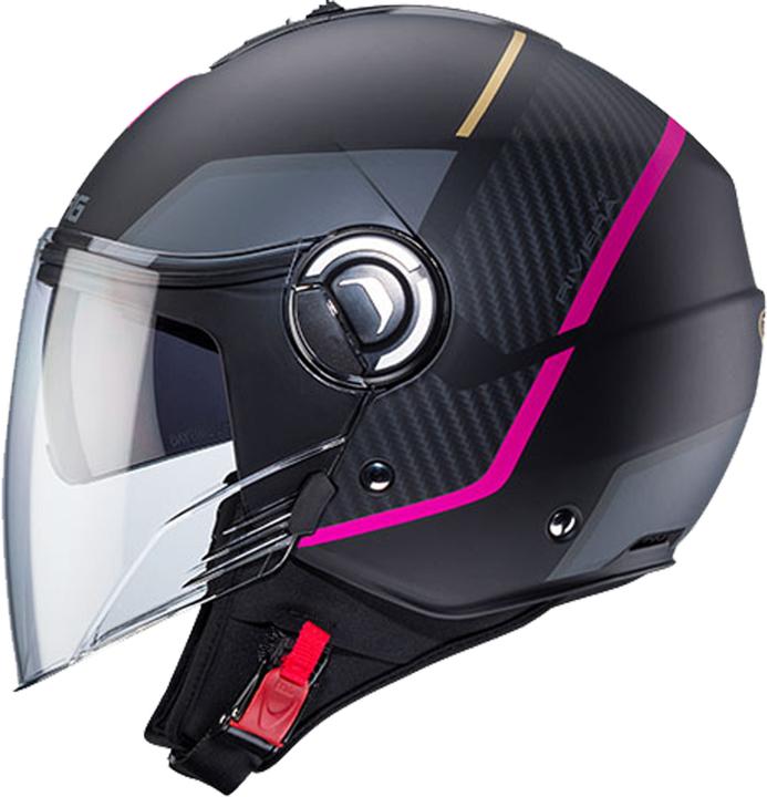 Image du produit Caberg Casque Jet Riviera V4x Geo / Noir / Fuchsia / Anthracite / Mat M (XS)