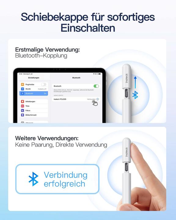 Produktbild Inateck Stylus Pen für iPad Pro/Mini/6-10 Eingabestift weiss