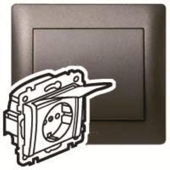 Actual product image Legrand Socket outlet (SL) increased touch protection hinged cover Galea dark bronze 771264