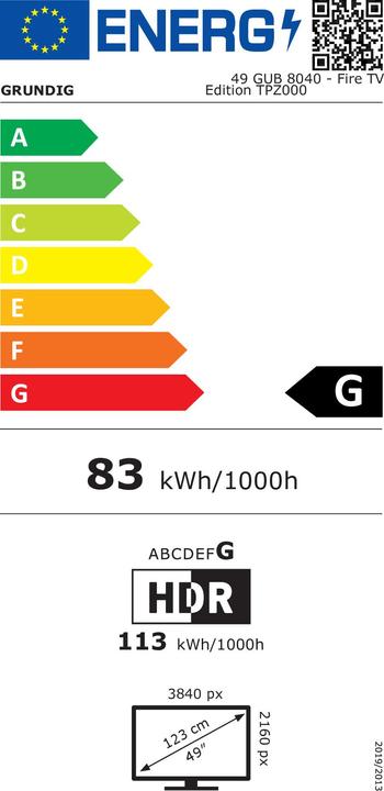 Energy Label Grundig 49 GUB 8040 (49", LED, 4K, 2020)