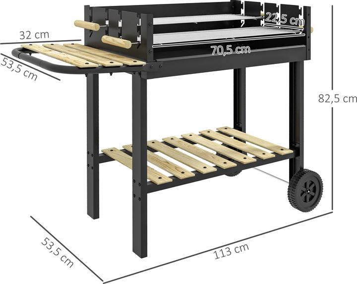 Produktbild Outsunny Holzkohlgrill mit höhenverstellbaren Grillrosten