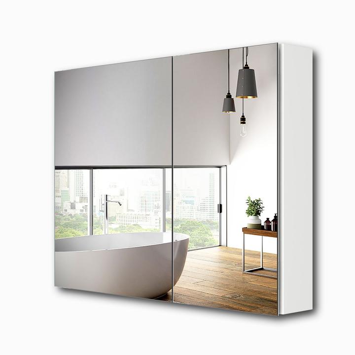 Produktbild Emke Spiegelschränke 85x65cm Spiegelschrank Badschrank mit Doppelseitiger Spiegel (Weiss) (65 x 85 cm)
