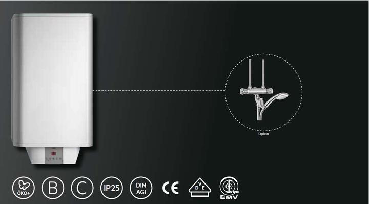 Produktbild AEG Haustechnik DEM 80 Comfort EL Wandspeicher, 80 Liter, energiesparend, gradgenau, 230 V mit Stecker, VDE geprüft