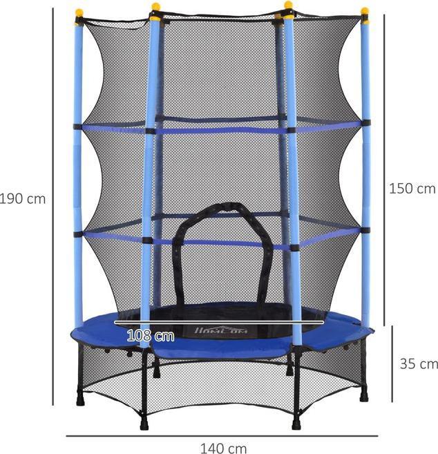 Produktbild Swisshandel24 Kinder Trampolin Ø140 cm, Trampolin für Kinder 3-10 Jahre, Gartentrampolin, blau (140 cm)