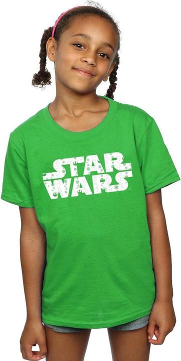 Actual product image Star Wars Girls Christmas Logo Cotton T-Shirt (140, 146)