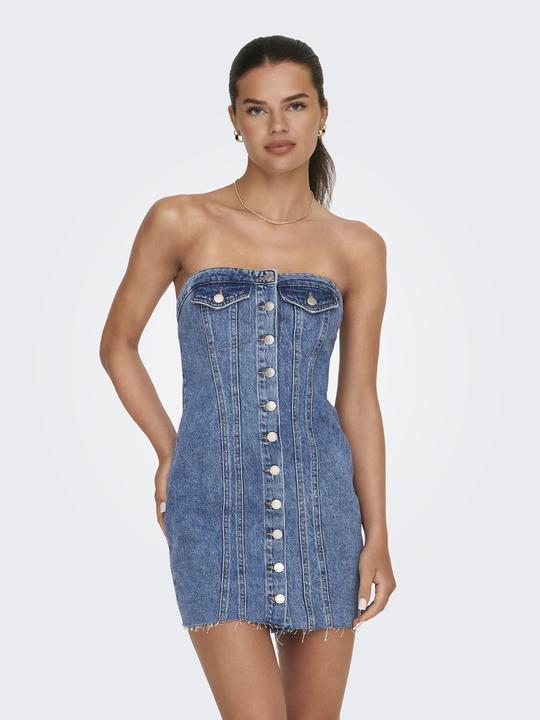 Actual product image Only Tight-fitting strapless short dress denim dress (M)
