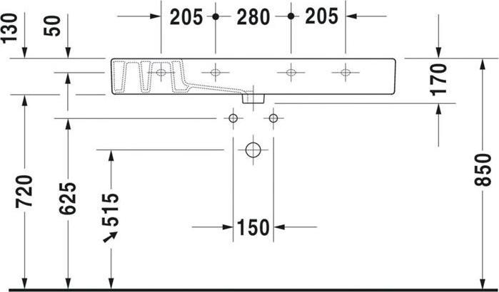 Produktbild Duravit Möbelwaschtisch VERO m ÜL HLB 1050x490mm 1 Hahnloch weiss WG (490 mm, 1050 mm)
