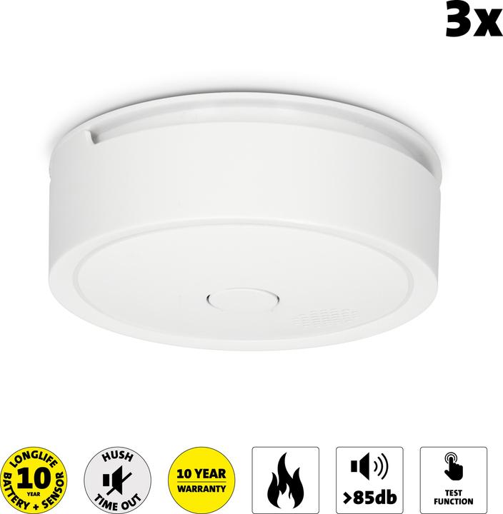 Produktbild Alecto SA63 - Draadloze koppelbare rookmelder 10 jaar, 3 pack, wit