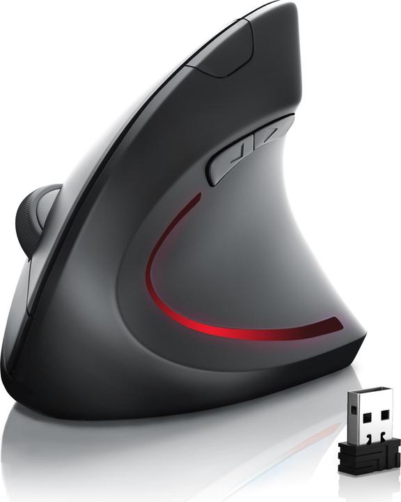 CSL Vertikale USB Maus wireless, Funkmaus, optische vertikale Mouse, Vorbeugung gegen Mausarm/Tennisarm (Kabellos)