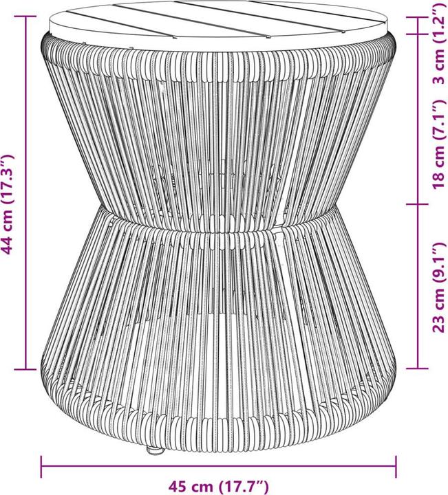 Immagine prodotto VidaXL Tavolino con struttura in filo metallico Ø 45 x 44 cm