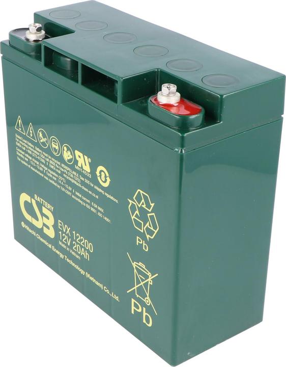 Produktbild CSB EVX12200 12 Volt AGM Bleiakku 20Ah, 181x76,2x167mm, zyklenfest, M5 Innengewinde (12 V, 20 Ah)