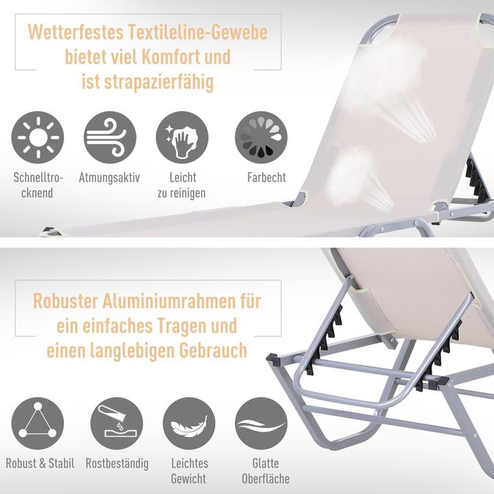 Immagine prodotto Outsunny Lettino prendisole con schienale regolabile (188 cm)