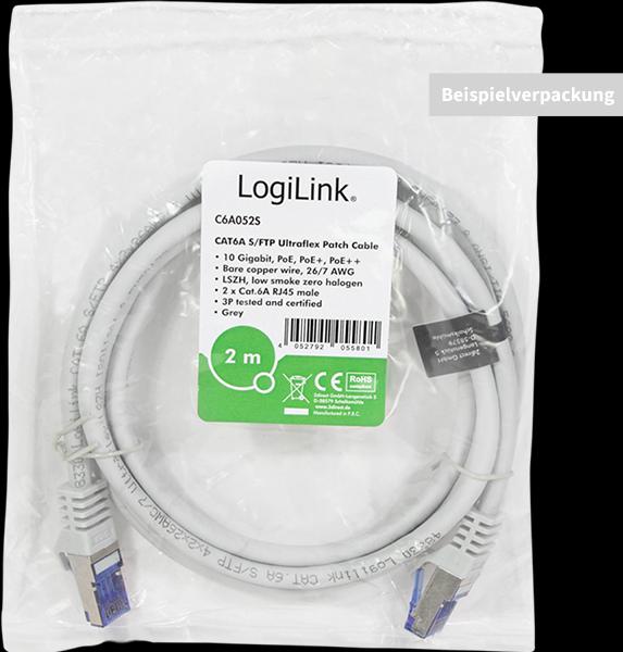 Produktbild LogiLink Patchkabel Ultraflex, Kat.6A, S/FTP, 3.0 m, grau mitCat.7 Rohkabel, extra flexibles & weiches Kabel (S/FTP, CAT6a, 3 m)
