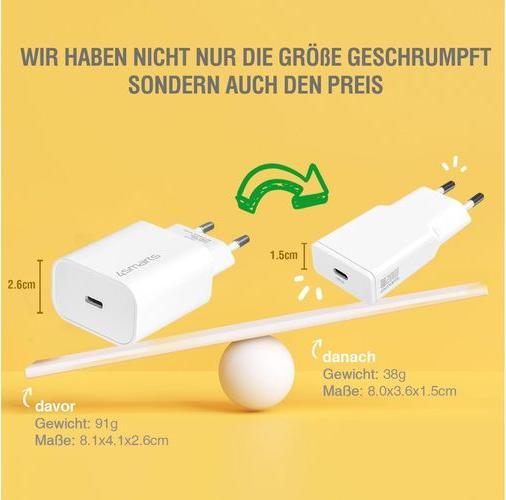 Produktbild 4smarts Netzladegerät PDPlug Slim 25W GaN 1C weiss (25 W)