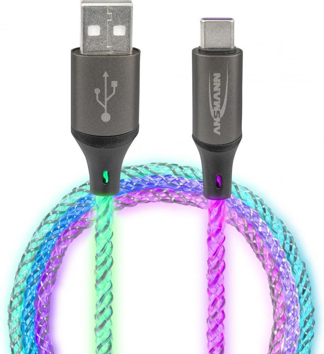 Image du produit Ansmann Câble USB-A / USB-C avec éclairage LED 100cm 1700-0158 (1 m, USB 3.0)