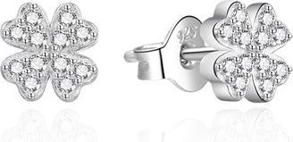 Actual product image Agato - Silver earrings with zircons Four-leaf clover AGT-E098PW