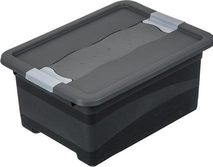Actual product image keeeper Storage box "eckhart", 12 litres, graphite/grey with lid, lid with sliding lock (12 l)