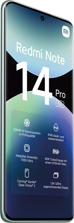 Productafbeelding Xiaomi Redmi Note 14 Pro 5G (256 GB, Koraalgroen, 6.67", Dubbele SIM, 200 Mpx, 5G)