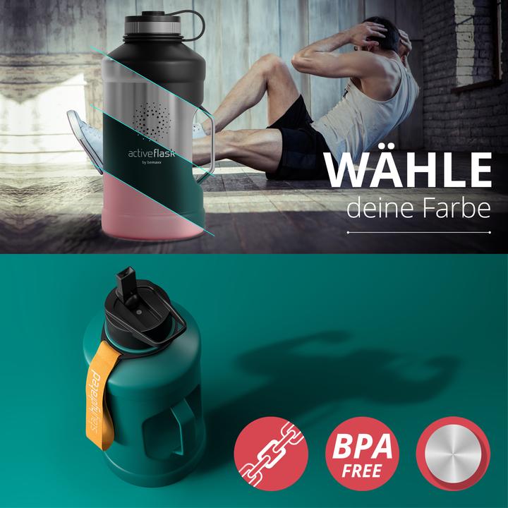 Produktbild BeMaxx Active Flask Trinkflasche, Single-Wall, 2200ml (2.20 l)