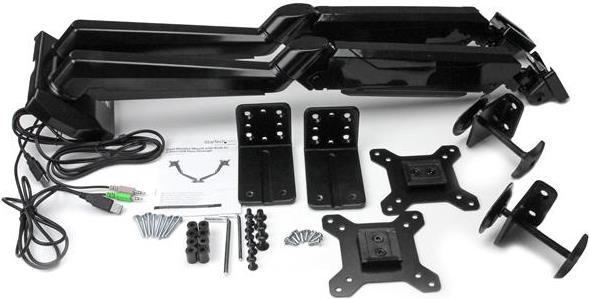 Image du produit StarTech Monture pour deux moniteurs avec 2 ports USB et passage audio intégrés (Tables, 30")