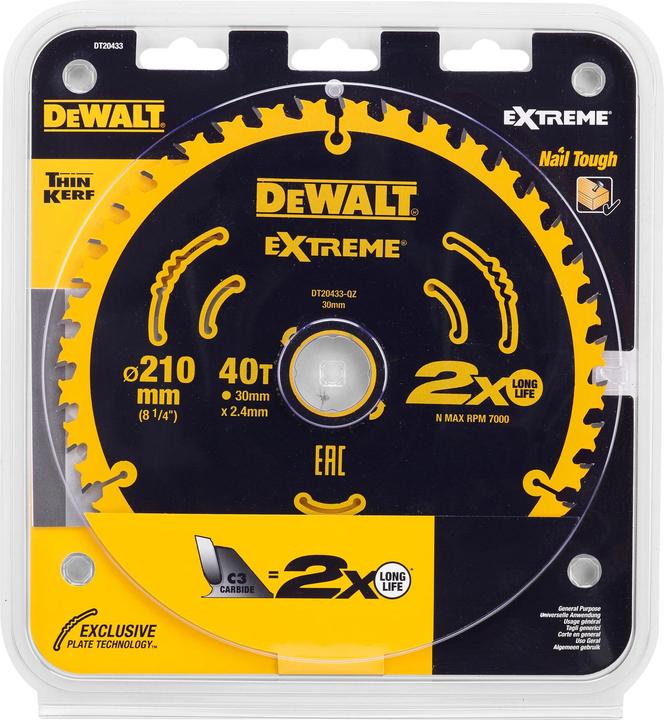 Actual product image DeWalt DT20433QZ Circular saw blade 210 x 30 x 2.4 mm Number of teeth: 40 1 pc.