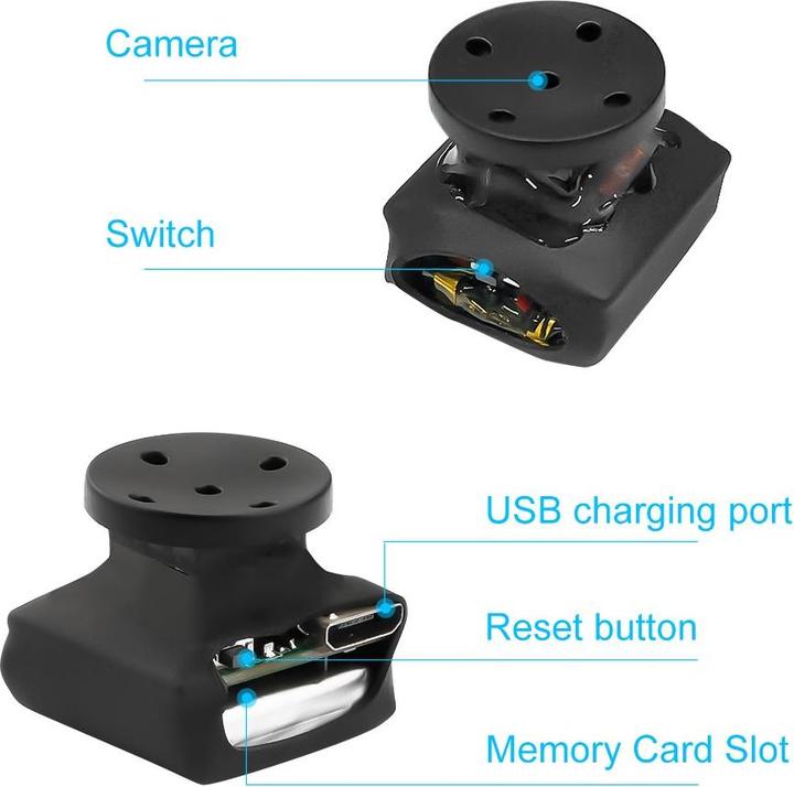 Produktbild Apfelkiste Ultra Mini Knopf Kamera, Full HD 1080p, Akku, Micro SD, 2x2cm, schwarz