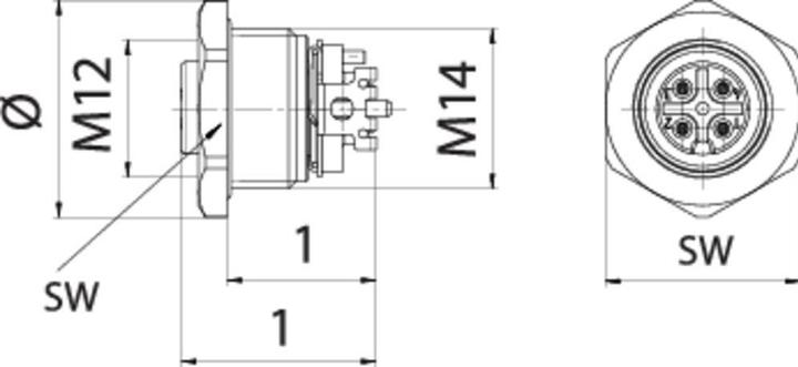 Actual product image Schubiger Binder 99 3442 402 05 Miniature circular connector socket, installation Total number of poles: