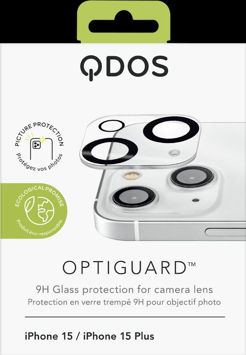 Immagine prodotto QDOS Optiguard Protezione per lenti di fotocamere (1 Pezzo/i, Apple iPhone 15 Plus, Apple iPhone 15)