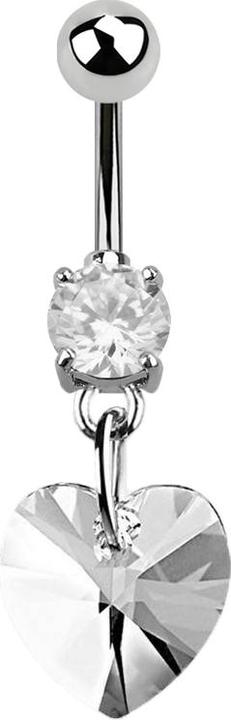 Immagine prodotto Star Piercing Banana in argento con ciondolo cuore in cristallo Swarovski piccolo (senza ottone, Acciaio chirurgico 316L)