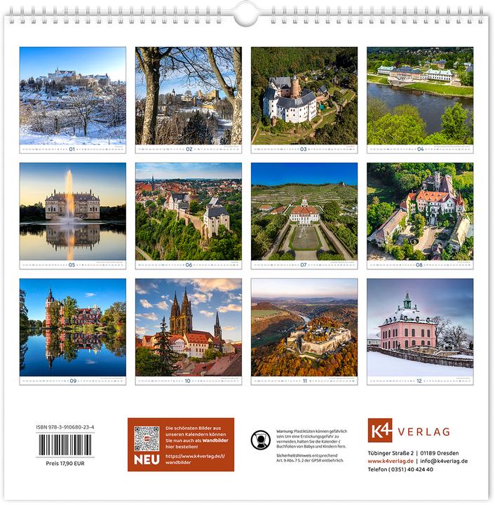 Image du produit Kalender Burgen und Schlsser Sachsen 2026 (30 x 30 cm, Allemand)
